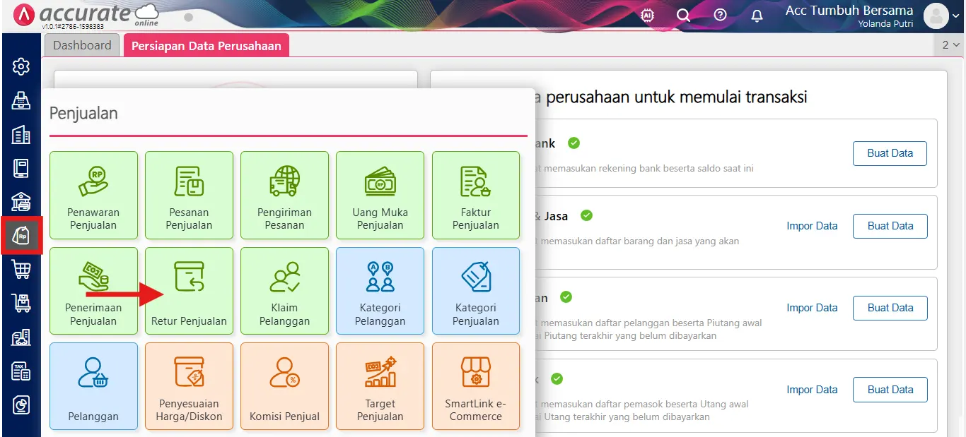 3 Retur Penjualan dari faktur yang sudah lunas